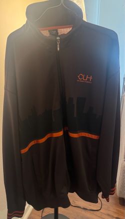 Like New. Men’s “Clean” Size XL Brown/Orange Strips Long Sleeve Light Jacket.