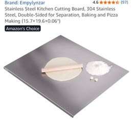 Stainless Steel Kitchen Cutting Board, 304 Stainless Steel, Double-Sided for Separation, Baking and Pizza Making (15.7×19.6×0.06")