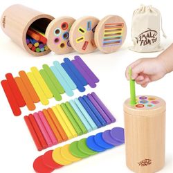 Wooden Montessori Baby Toddler Toys 3in 1 Learning Fine Motor Preschool Toy Educational Color Sorting and Cause and Effect Sensory Activity for Toddle