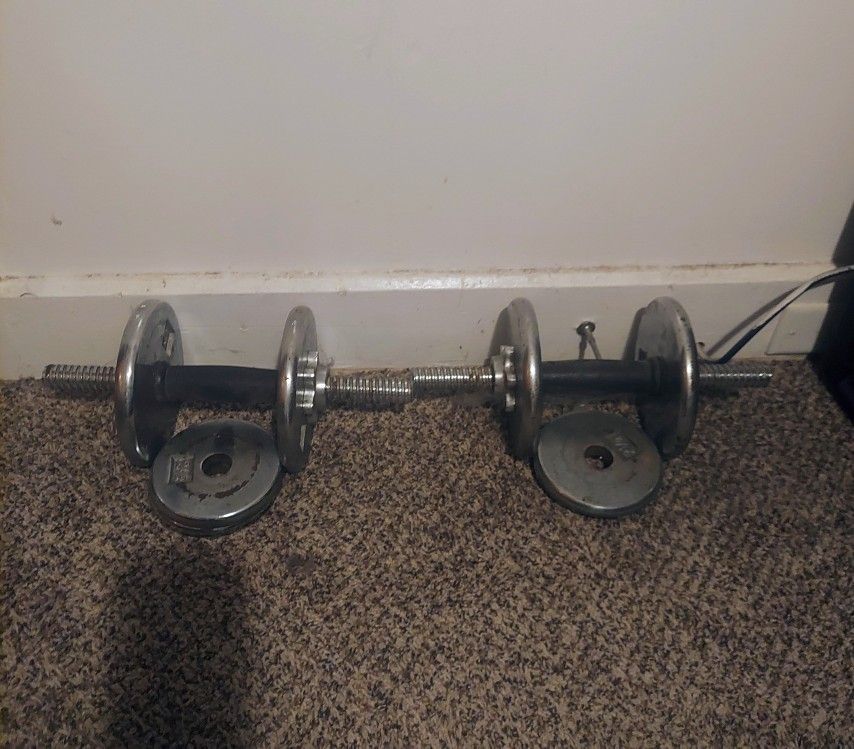 Two  15 Lb , Chrome Plated Barbells 