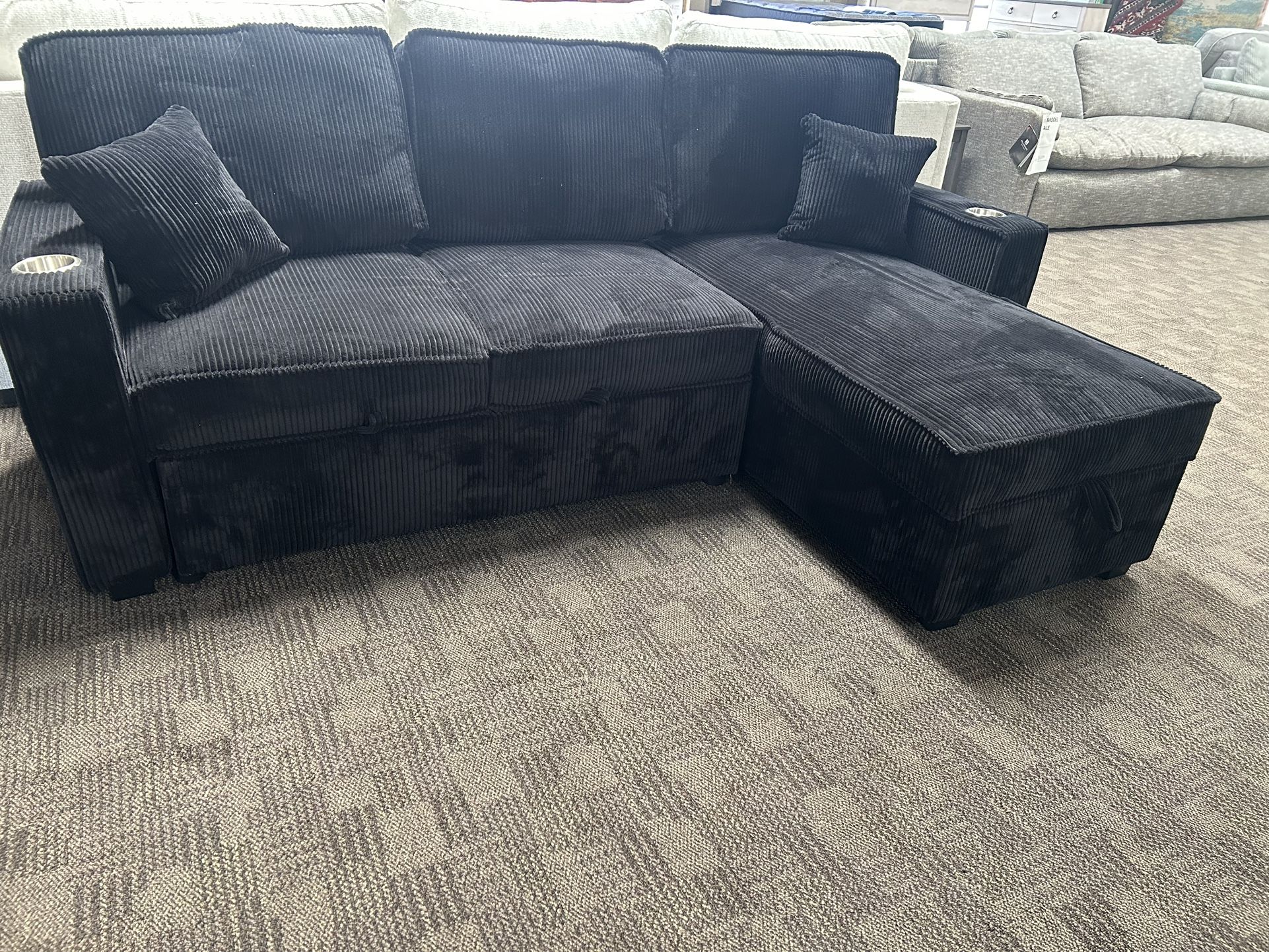 Gorgeous Black Storage Sectional