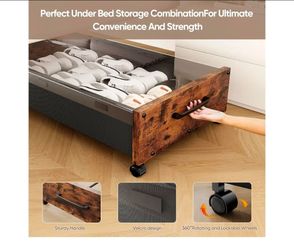 Wooden under bed storage with wheels