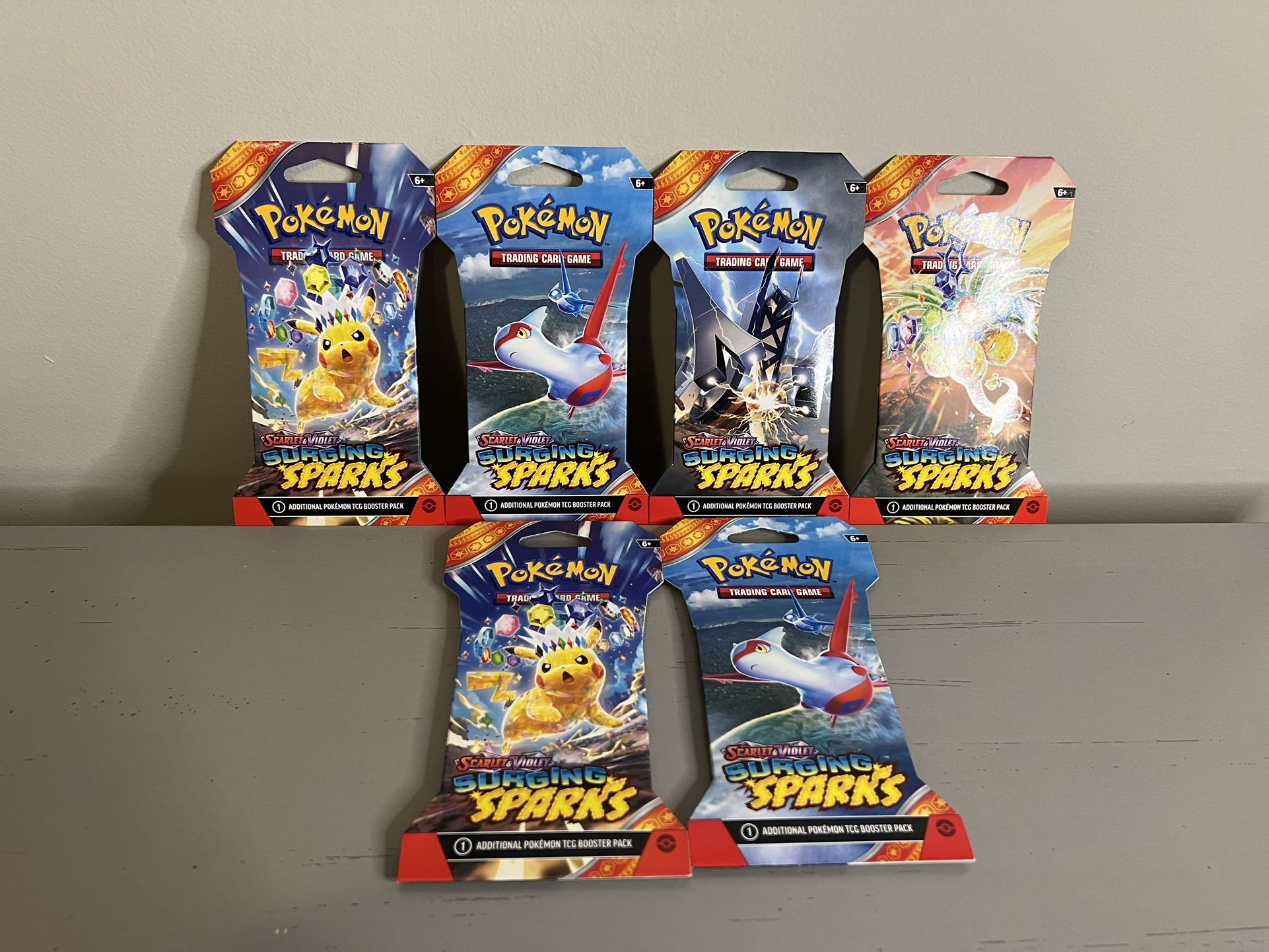Pokémon TCG 6 Surging Sparks Sleeved Booster Packs (Factory Sealed)