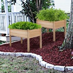 2 pcs Natural Wood Garden Planter Bed