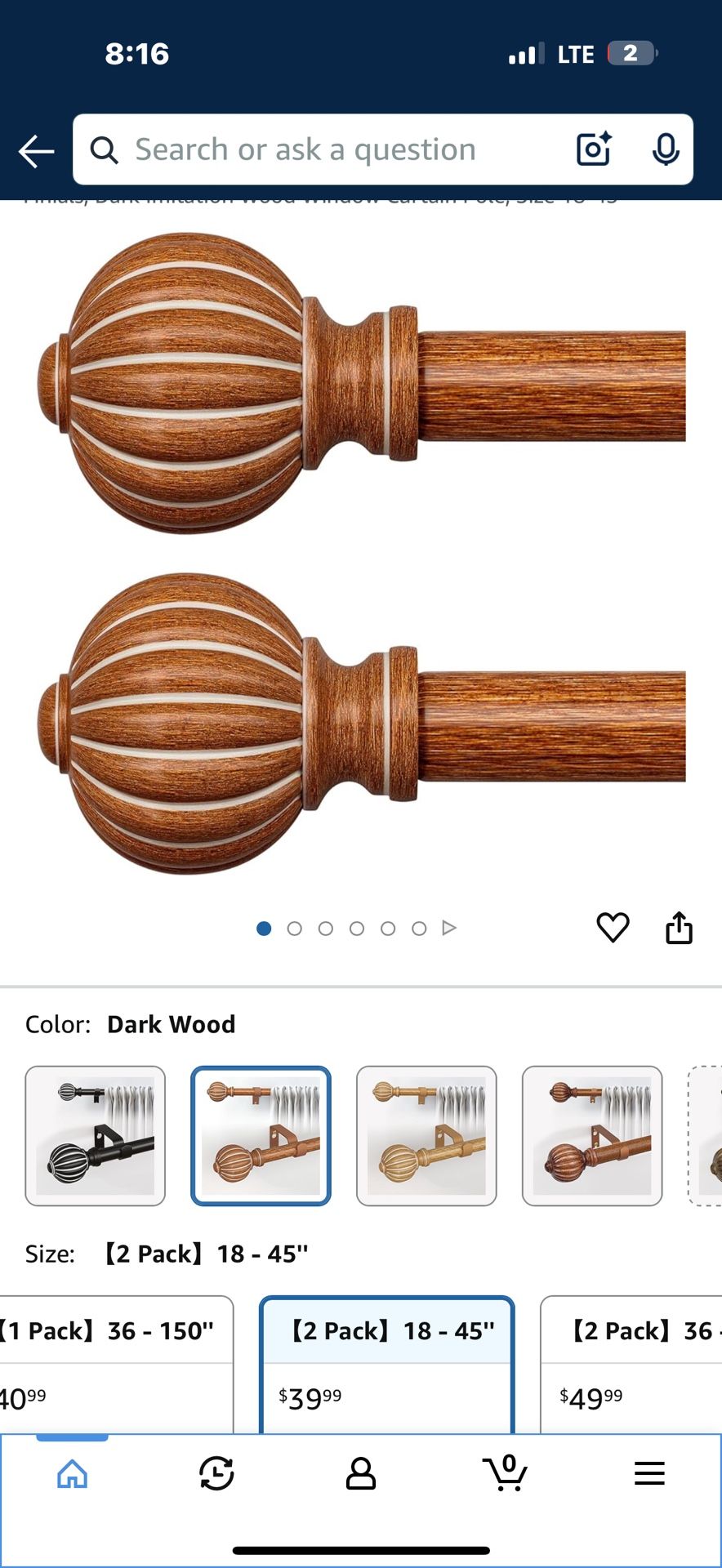 2 Pk Curtain Rods