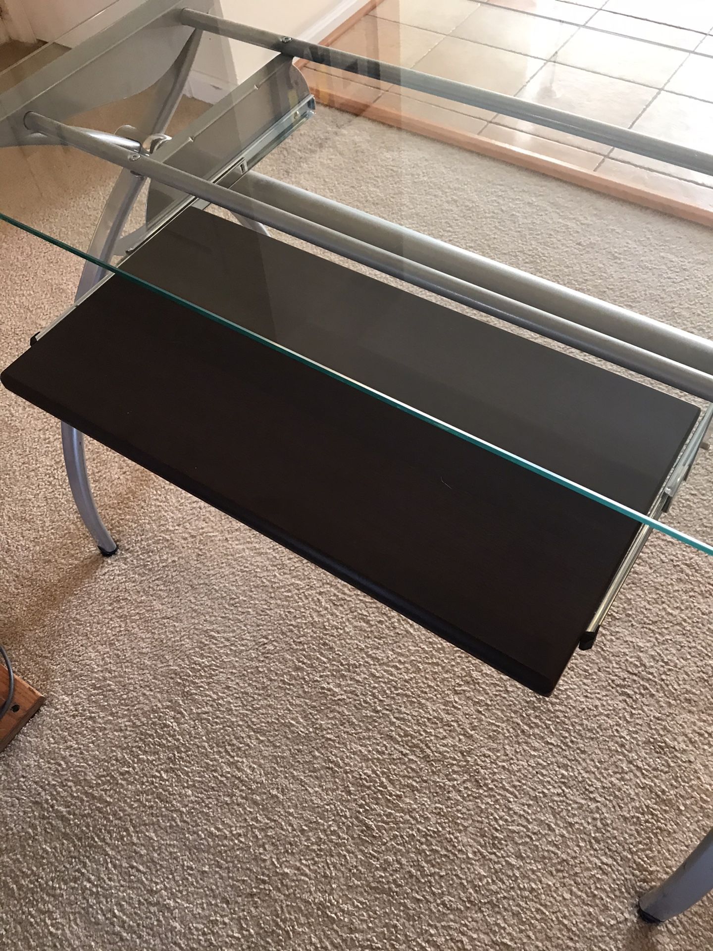 Steel and glass top desk