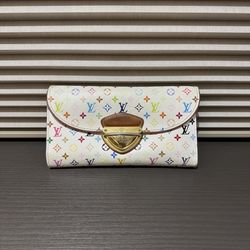 LOUIS VUITTON White Multicolor Monogram Portefeuille Eugenie Wallet White M60053 Authentic LV Guaranteed