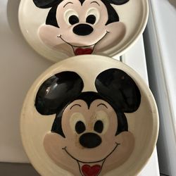 Vintage Mickey Mouse Bowl And Plate