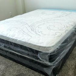 NEW QUEEN PILLOW TOP MATTRESS. Bed frame is not available. Take it home same day 👍