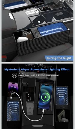 Abyss Car Seat Gap Organizer with Ambient Light Keep everything organized with this smart car seat gap organizer.