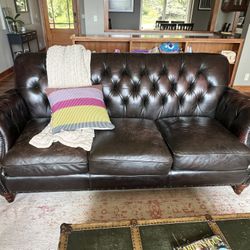 Two Brown Leather Couches