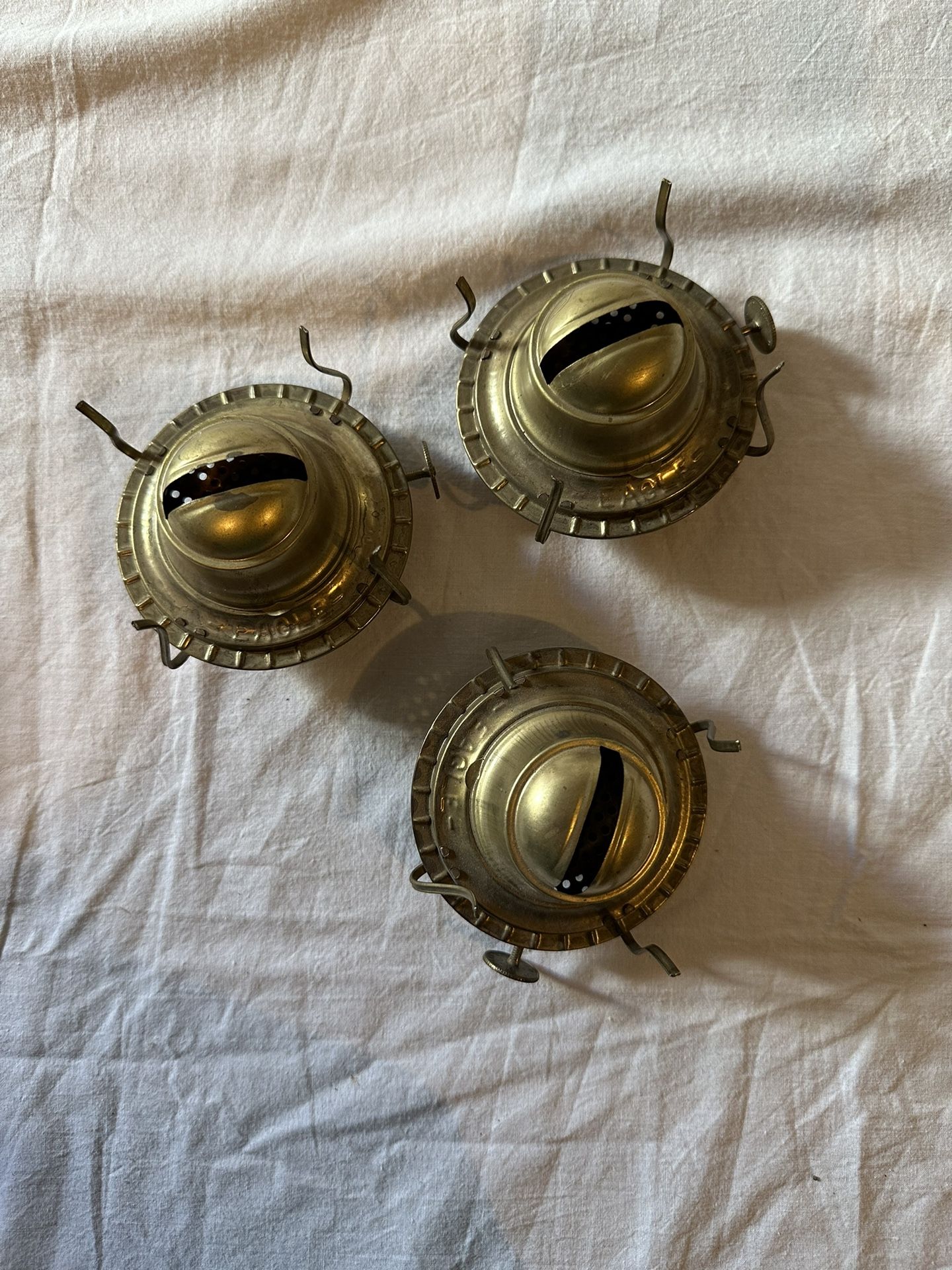 Set Of 3 Brass Oil Lamp Burners