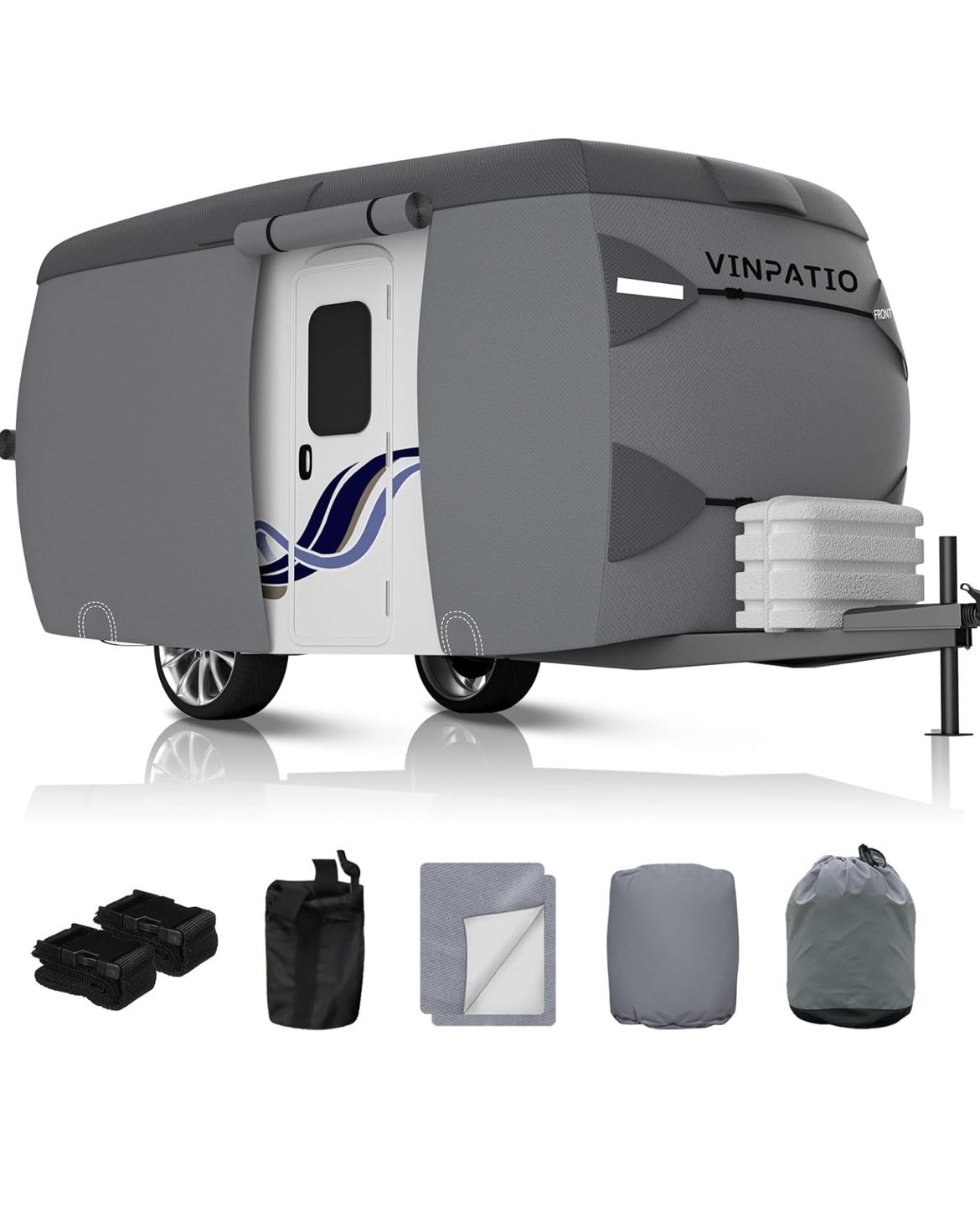 Fiberglass Travel Trailer Cover, Toy Hauler Cover Fits 11'-13' Trailers, Fiberglass Trailer RV Cover