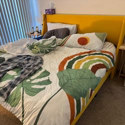 King bed frame mustard color