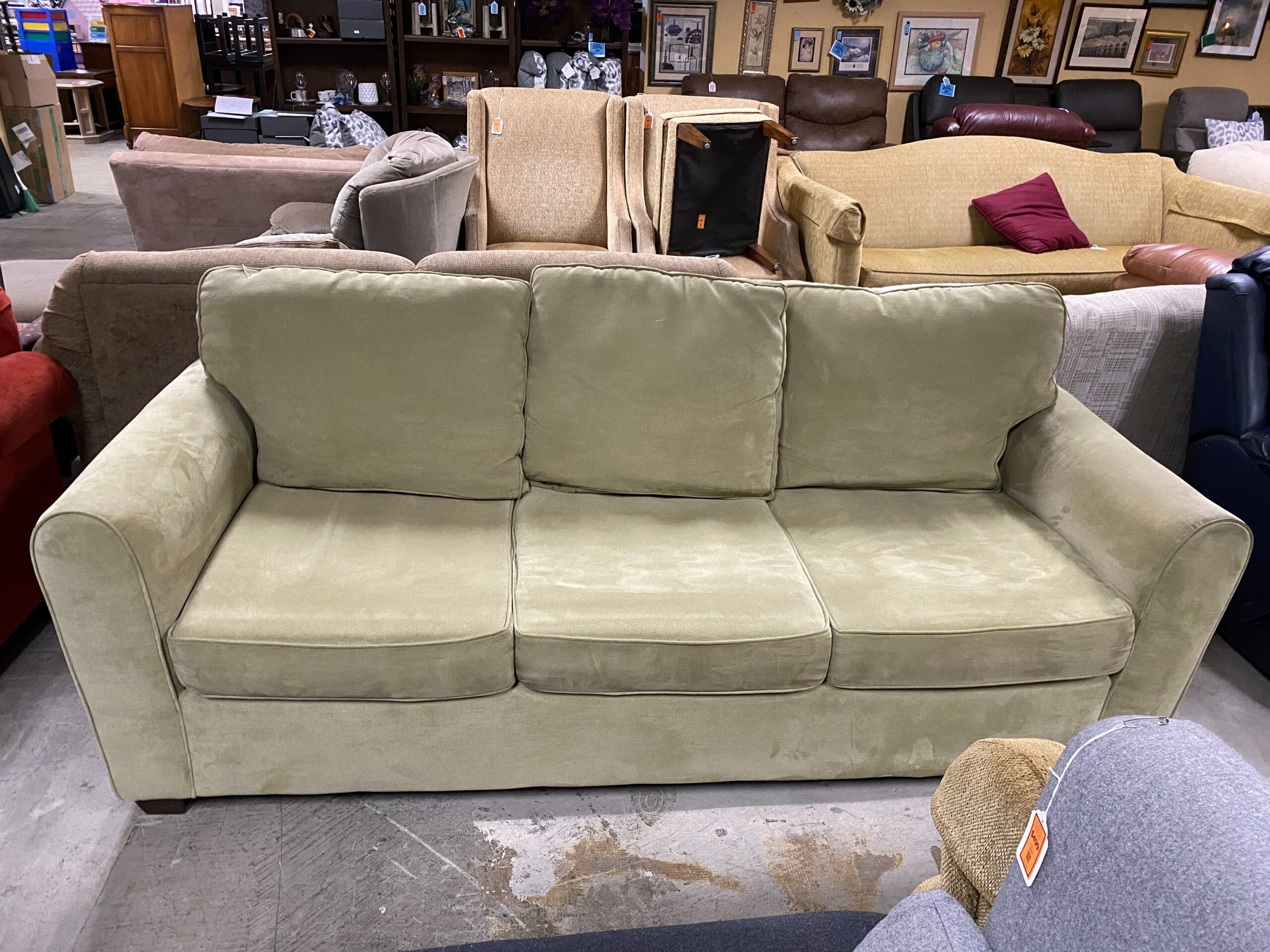 Light Green Fabric 3 Seat Sofa