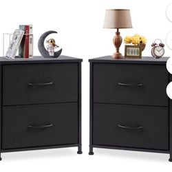 Nightstand Set of 2, End Table Side Table with 2 Fabric Drawers Bedside Table