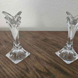 Pair of Mikasa 'Deco' Crystal Candle Holders