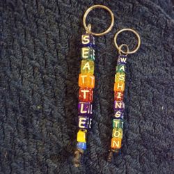 Vintage Seattle And Washington Beaded Keychains