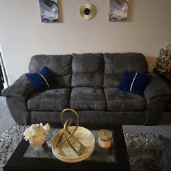 Grey Micro Fiber Sofa And Loveseat 