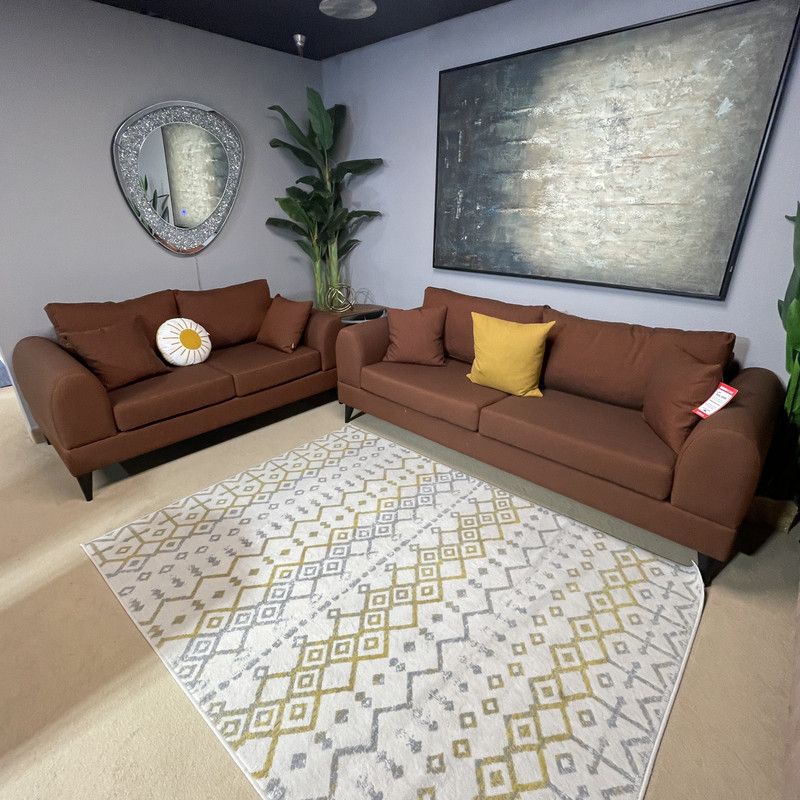 Pyramid Reddish Brown Sofa & Loveseat 2pc Set 