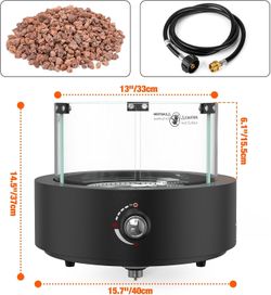 Gas Fire Pit Bottom Mounted For Table W. Umbrella Hole - NEW IN BOX