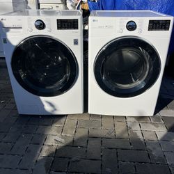 LG electric washer and dryer set, 2021