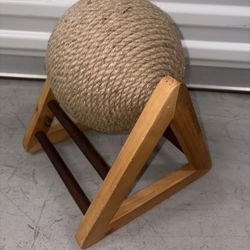 NATURAL SISAL ROPE BALL INTERACTIVE WOOD CAT TOY SCRATCHING BALL