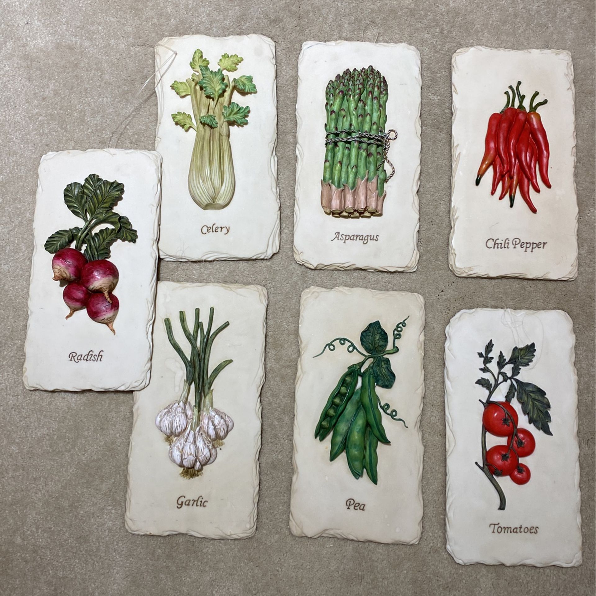 Individual Vegetable Tile Art  - $10 Each
