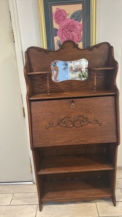 Larkin Antique Oak Drop-Front Secretary Desk