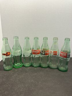Lot of 7 Vintage Coca-Cola Glass Bottles Phoenix Suns Barcelona 92 Kyle Petty