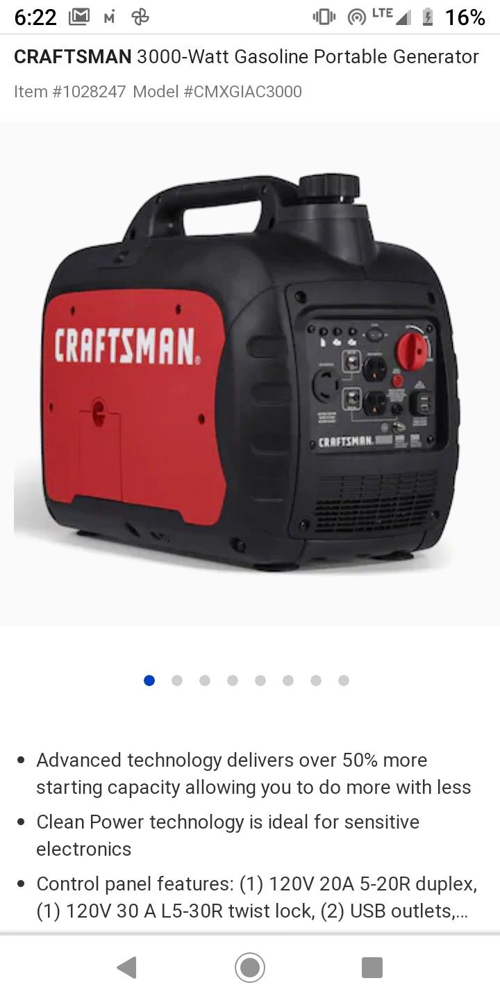 Craftsman 3000i generator