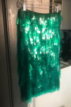 DRIES VAN NOTEN Green Sequin Pencil Skirt Knee Length Size 38 Polyamide