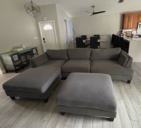 Grey Sectional from a pet friendly home PICK UP ONLY