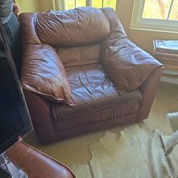 Real Brown Leather Armchair 