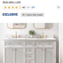 allen + roth Sandbanks 60-in White Undermount Double Sink Bathroom Vanity with