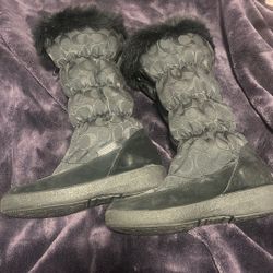 coach knee fur high boots size 7.5