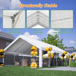 20x32 FT Party Tent with 3 Storage Bags & Removable Sidewalls, Outdoor Canopy Gazebo for Carport Camping Garden Wedding BBQ Commercial