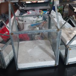 Hearth And Home Magnolia Galvanized Metal And Glass Lanterns (Set Of 3 )