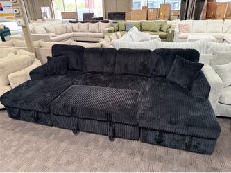 Black comfy storage sleeper sectional