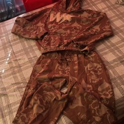 Brown tracksuit with  skull designs HUMEN