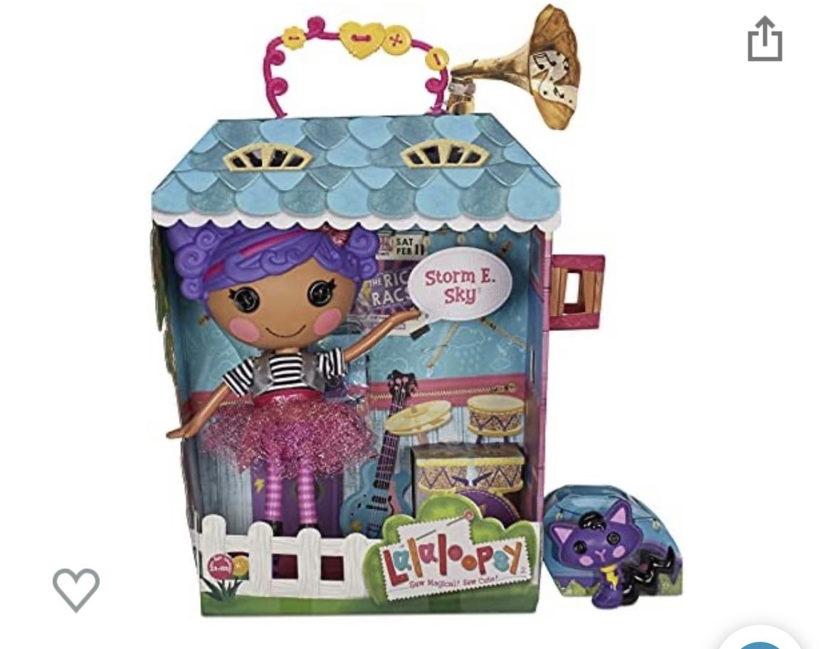 Large Lalaloopsy Doll- Storm E. Sky and Cool Cat, 13" Rocker Musician Doll with Purple Hair, 