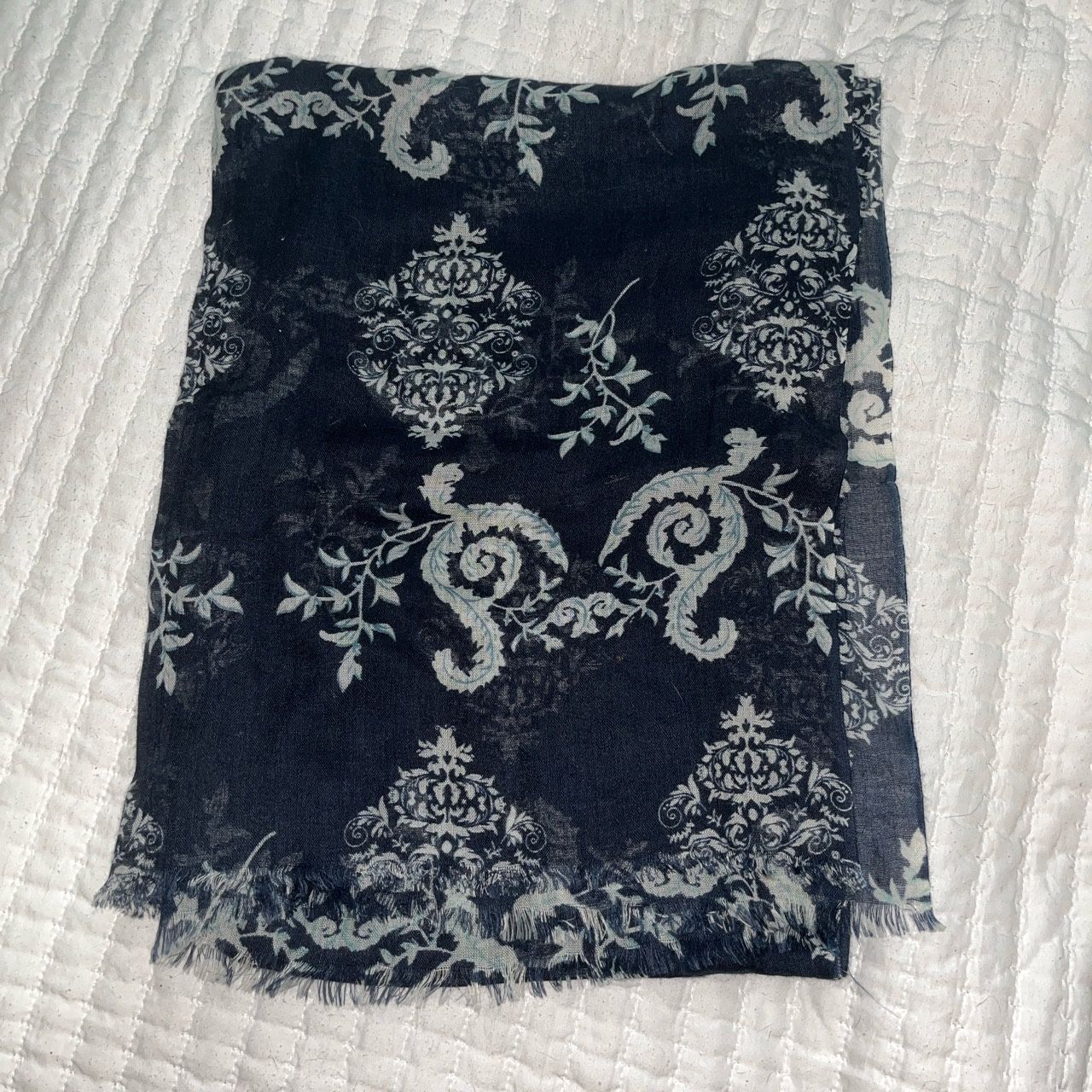 Navy Sheer Paisley Shawl