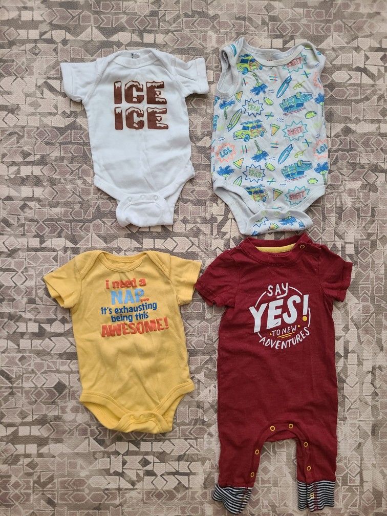 Pack of 4 Multicolor Fun Messaging Cat & Jack Bodysuits, Size NB-3 Months