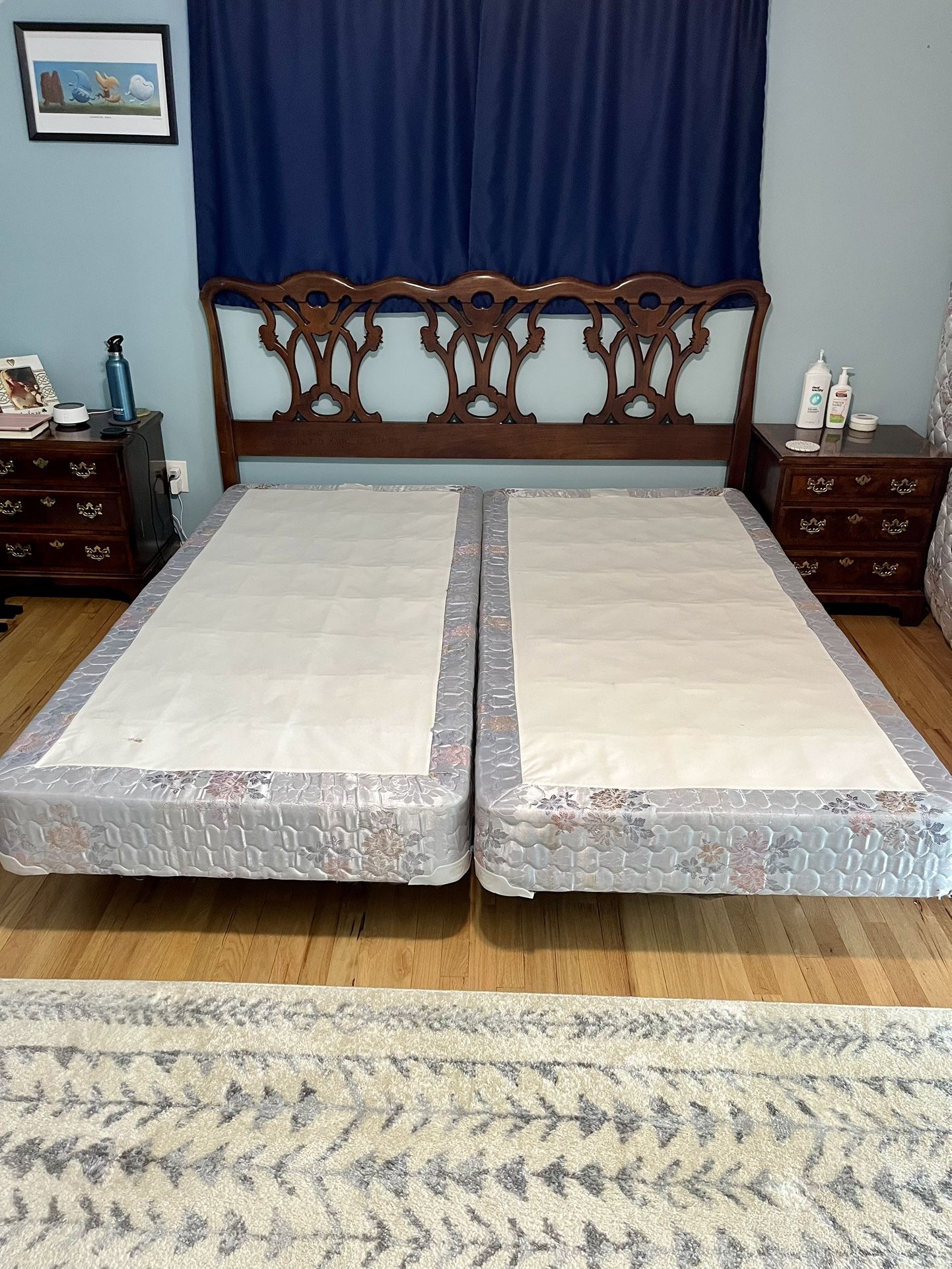 King Size Headboard, Frame And Box Springs