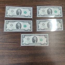 2017 A $2 Bills Fancy Serial Numbers Uncirculated, Radar, Repeater, Mix Ladder,Low Serial Number Star note Rare Run 160K and lucky 3 of kind 888.