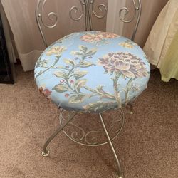 Vintage Vanity Stool, Adjustable Height