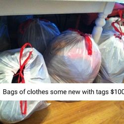 Bags of clothes some new with tags
Different size ladies and teenage girls/ 11 Year And 8 Year Old clothes