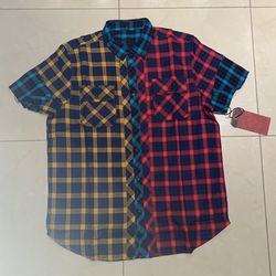 iro-ochi plaided button up shirt size XL multicolor (reversible)