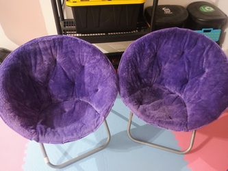 2 Purple Papasan Saucer Chairs
