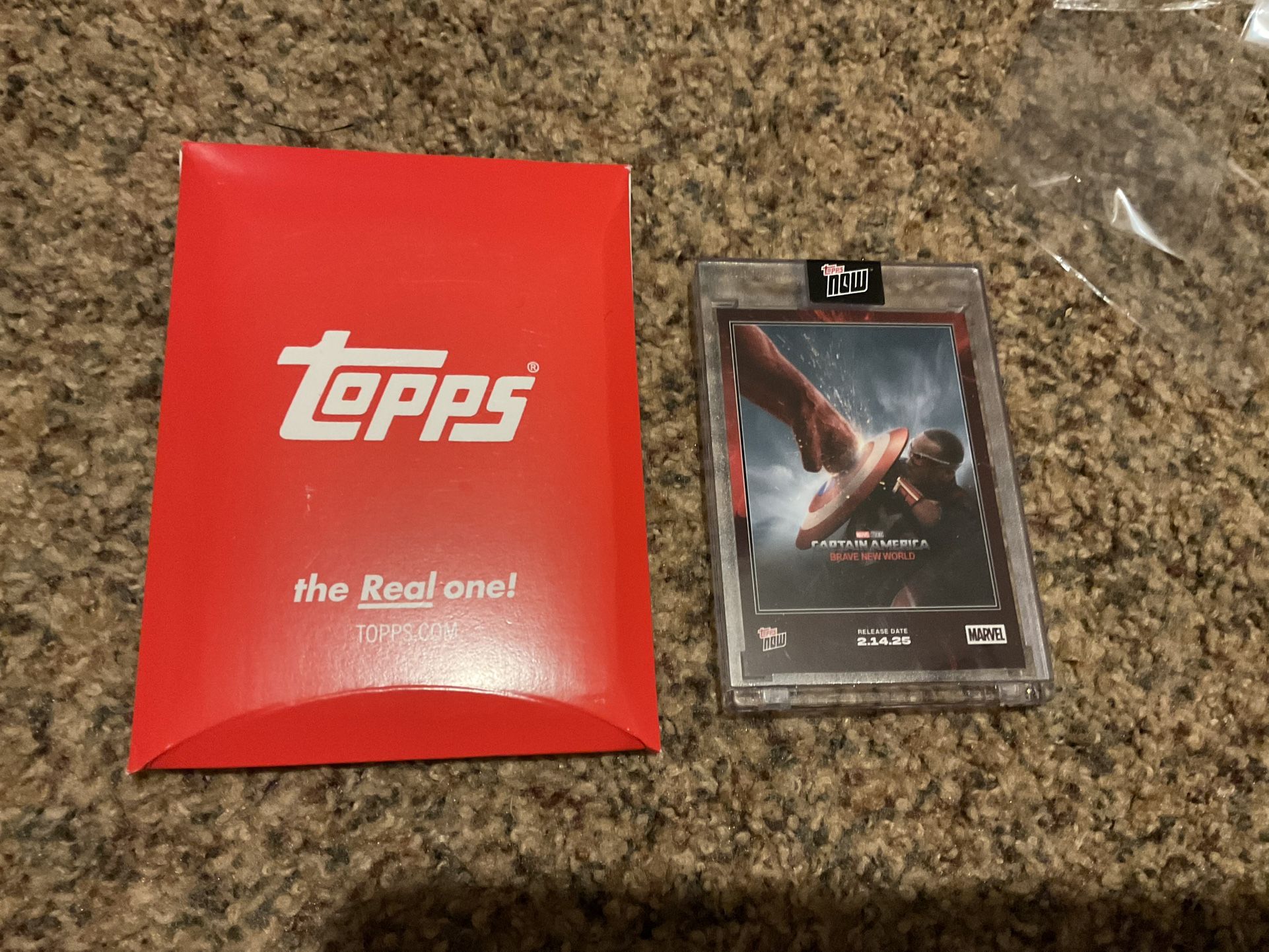 2025 Topps Captain America Brave New World Promo Marvel Collectible Card In Sealed Super Thick Case And Promo Box